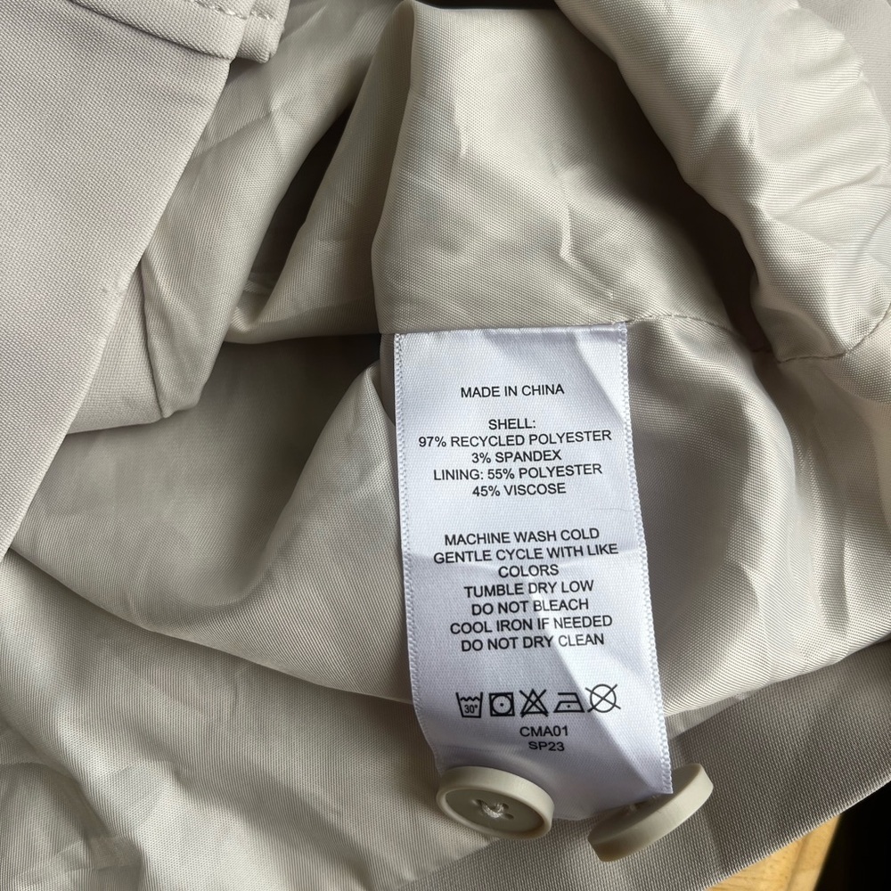 Quince Stretch Crepe Cropped Blazer Jacket Womens XS Sand Beige - Picture 10 of 15